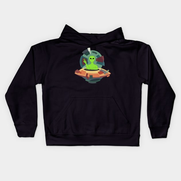 Paranormal - STYLIZED ART - Alien in it's flying saucer Kids Hoodie by STYLIZED ART